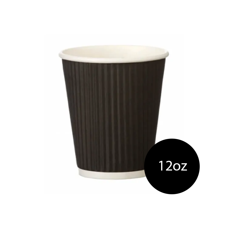 12oz Tall Black Ripple Cups (500)