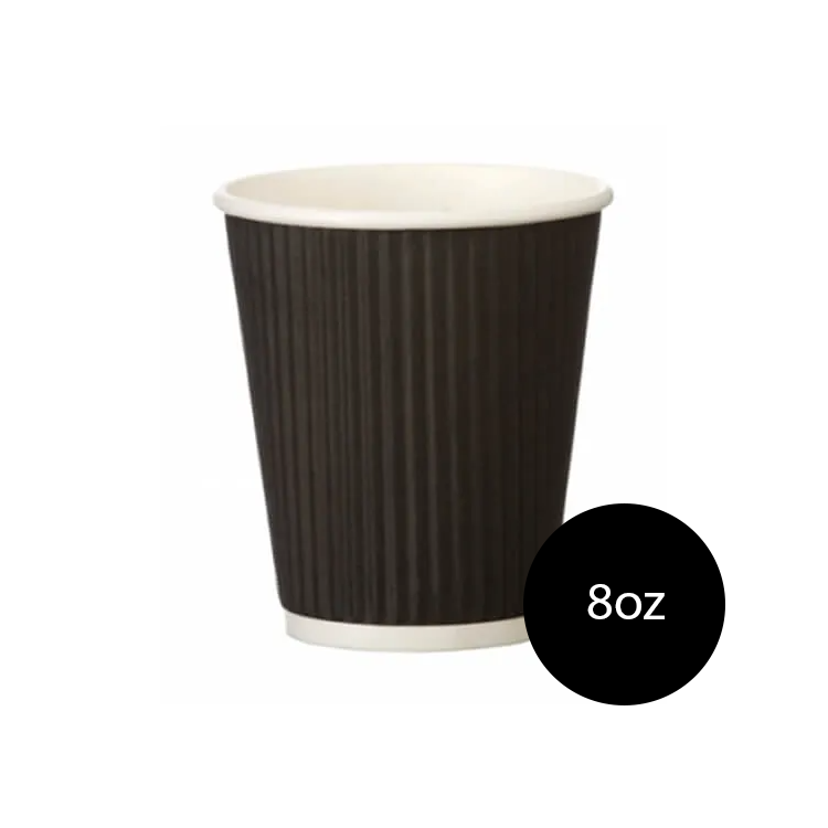 8oz Tall Black Ripple Cups (500)