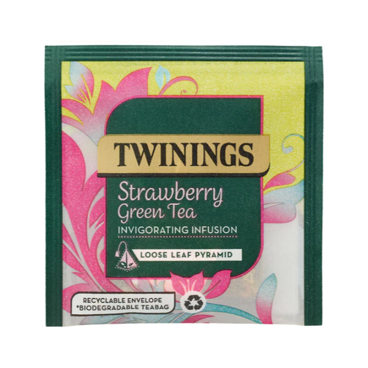 Twinings Strawberry Green Tea Pyramid Bag Enveloped x15