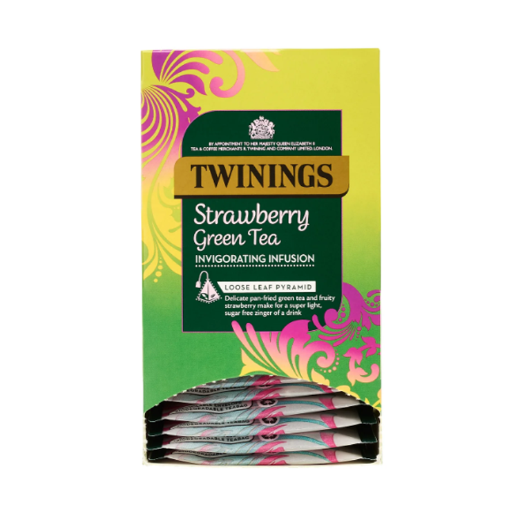 Twinings Strawberry Green Tea Pyramid Bag Enveloped x15